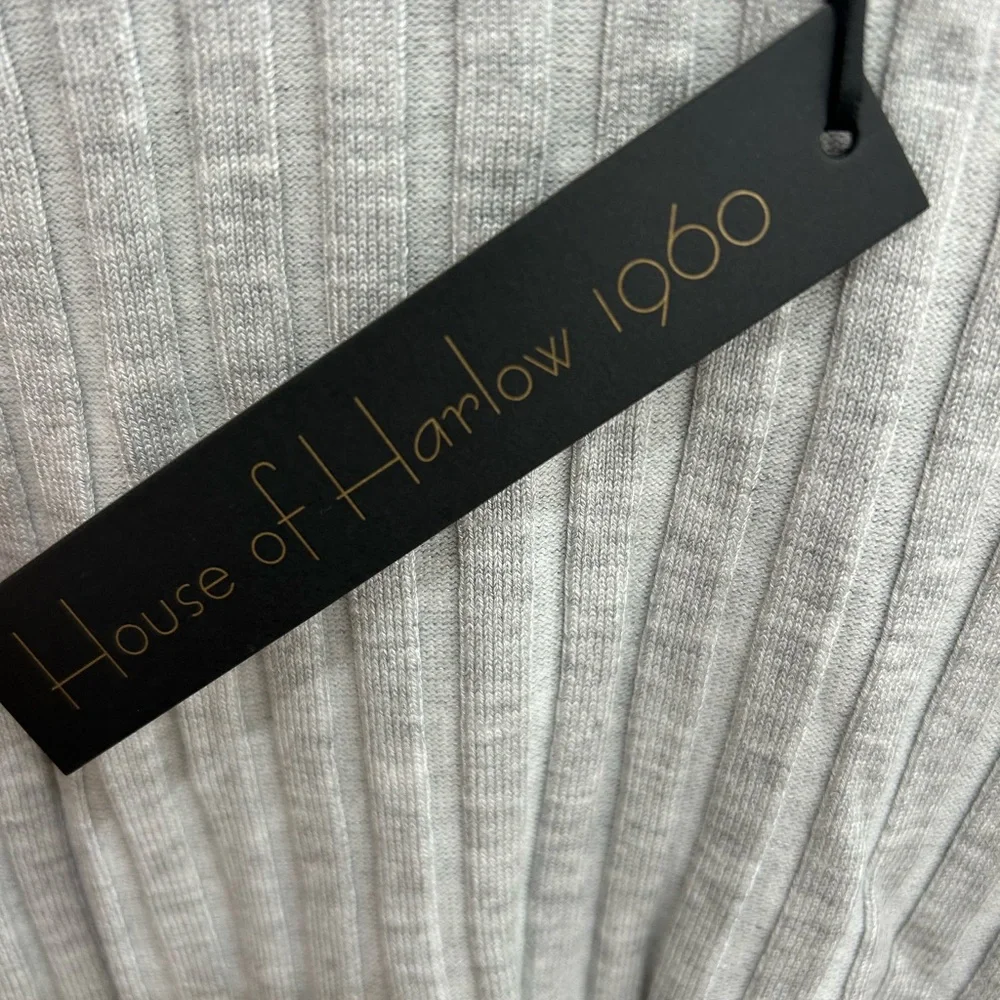House of Harlow 1960 Gray Ribbed Long Sleeve Cropped Y2K Top Women’s Size L NWT - Picture 3 of 8